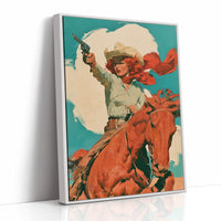 Vintage Cowgirl On Horseback