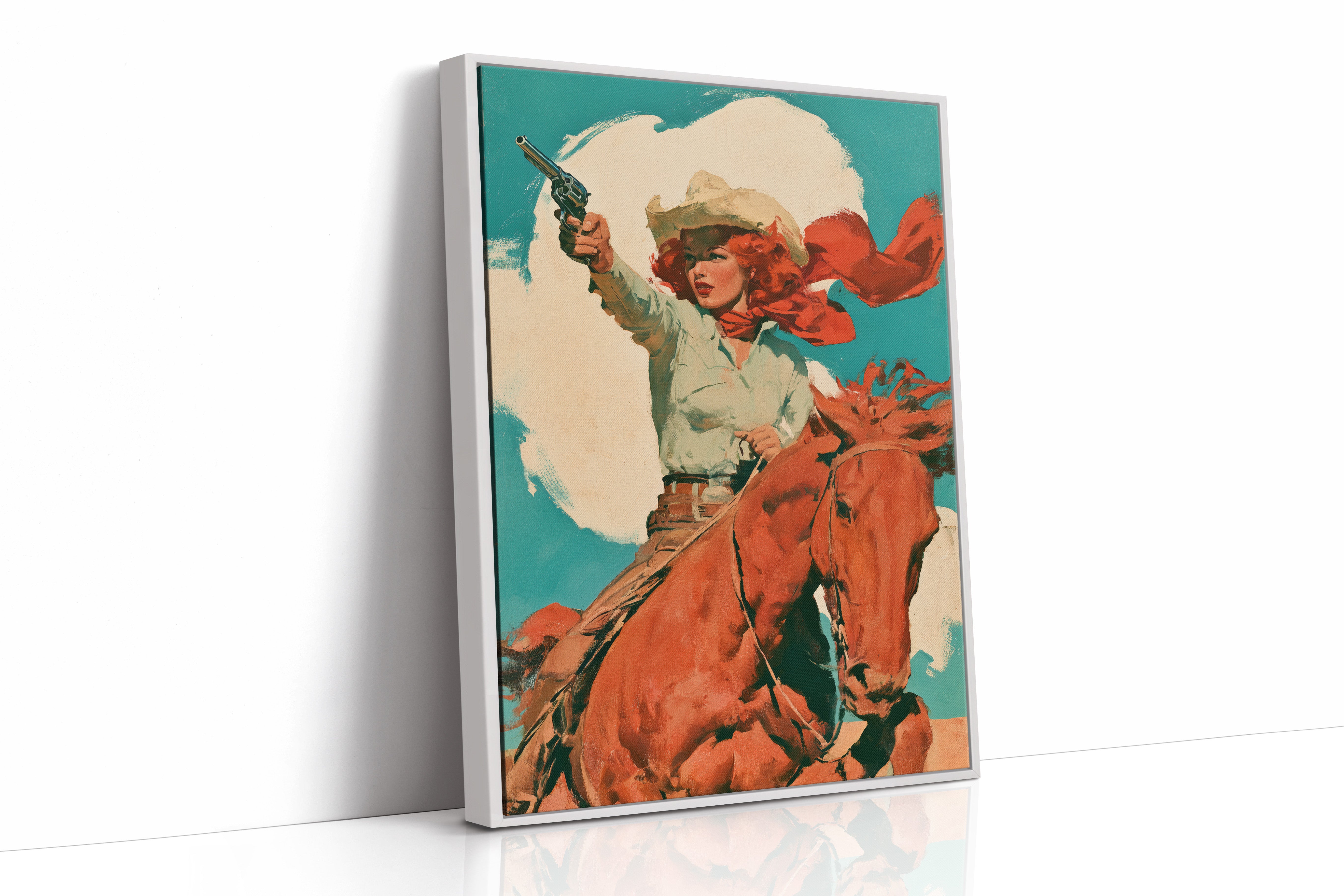 Vintage Cowgirl On Horseback
