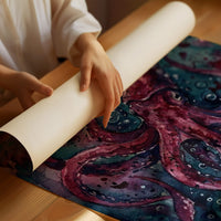 Crimson Depths: Watercolor Giant Squid Study