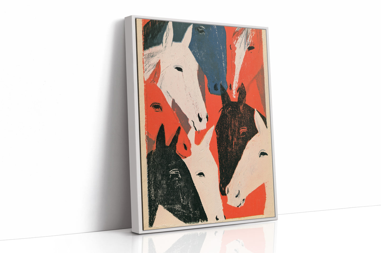 Bold Horse Herd Woodcut Print