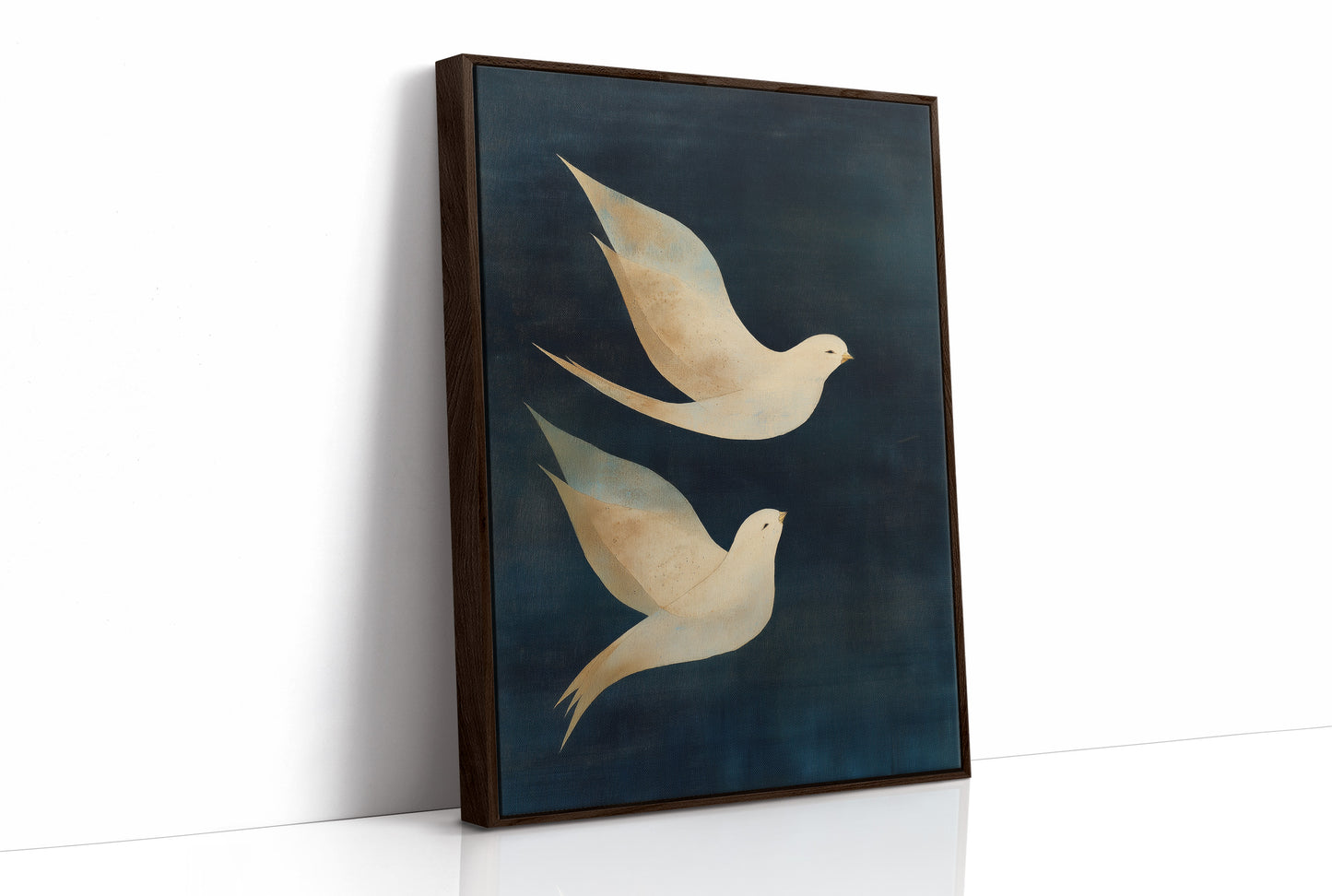 Doves Float Through Midnight Blue