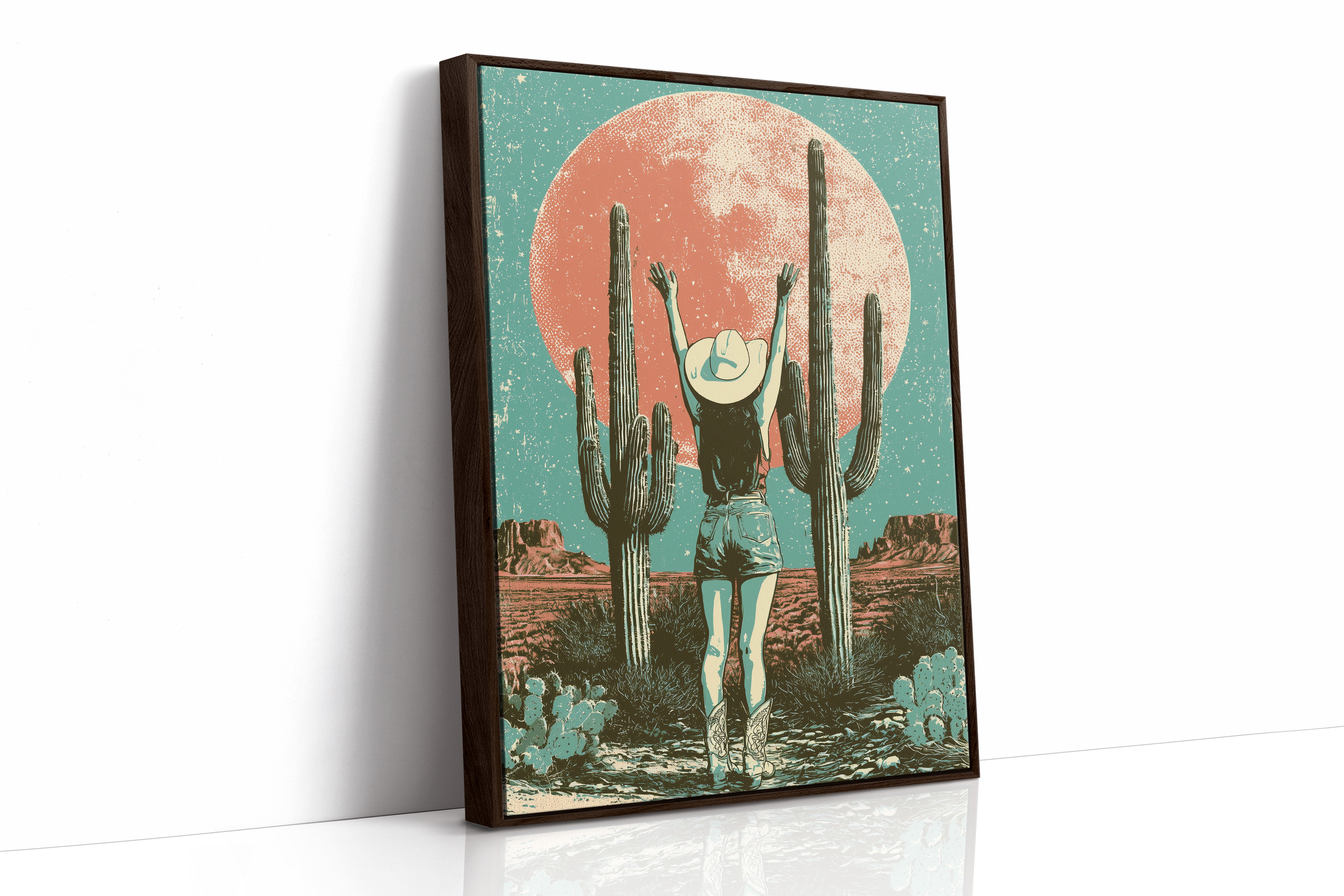 Blood Moon Cowgirl — Retro Desert Screenprint
