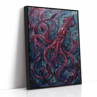 Crimson Depths: Watercolor Giant Squid Study