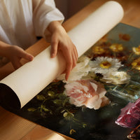 Peonies Rest On Literary Treasures