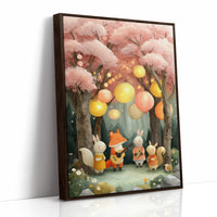 Forest Friends Play Under Cherry Blossoms