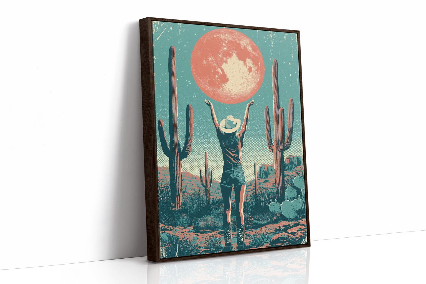 Blood Moon Cowgirl — Halftone Desert Screenprint