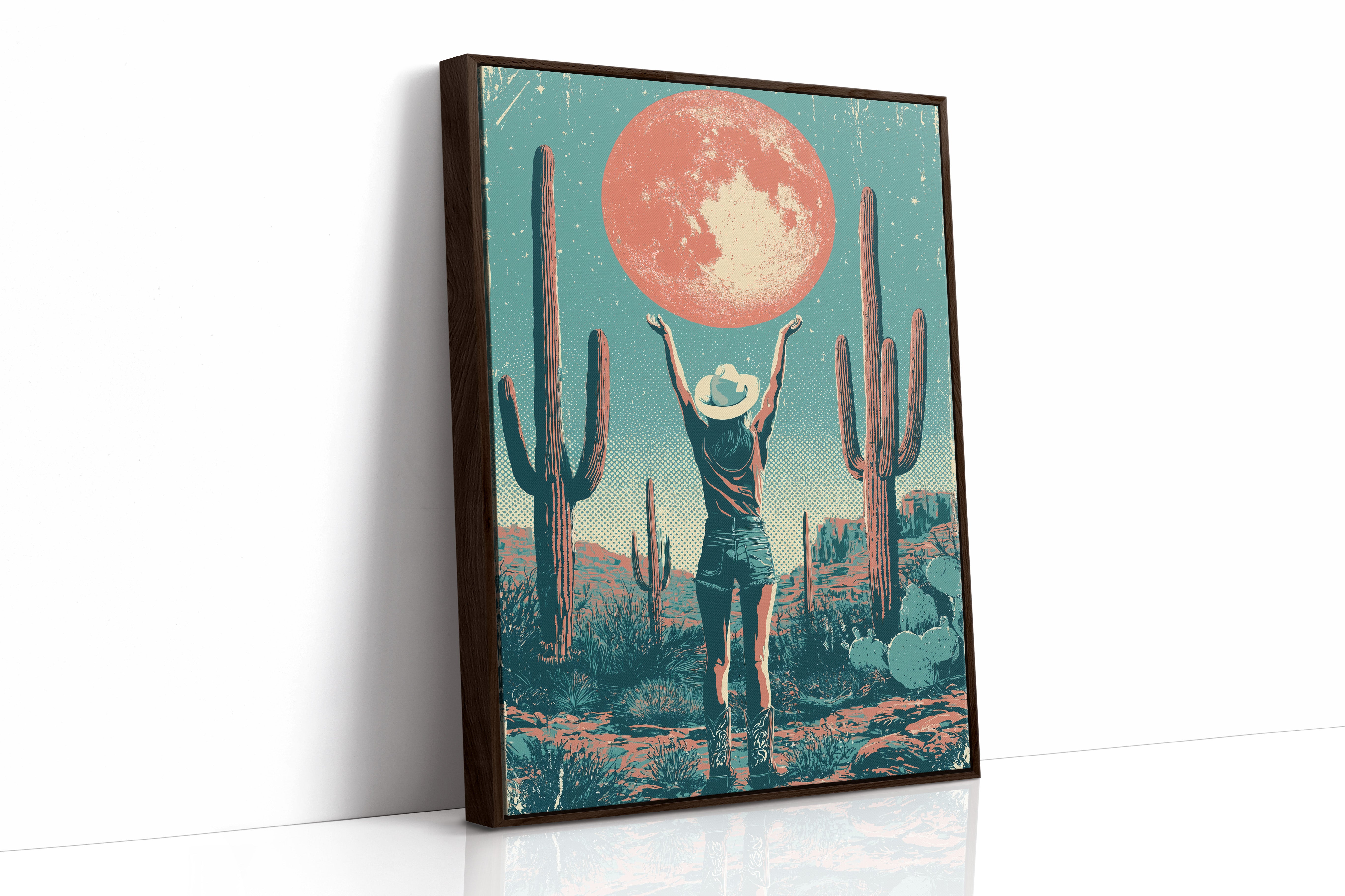 Blood Moon Cowgirl — Halftone Desert Screenprint