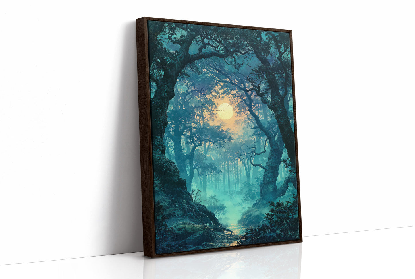 The Glowing Path: Moonlit Forest Stream