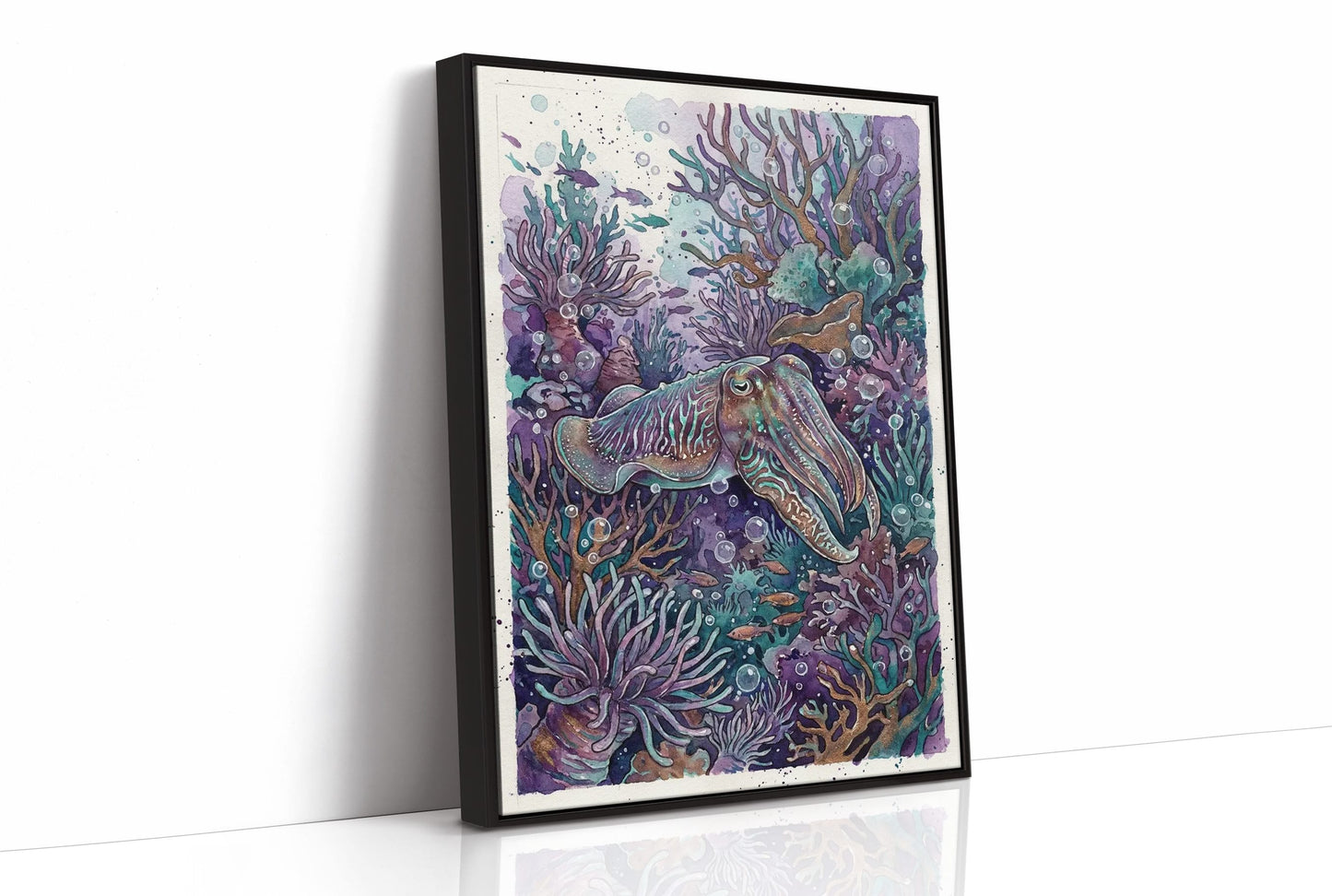 Iridescent Camouflage: Watercolor Cuttlefish Study