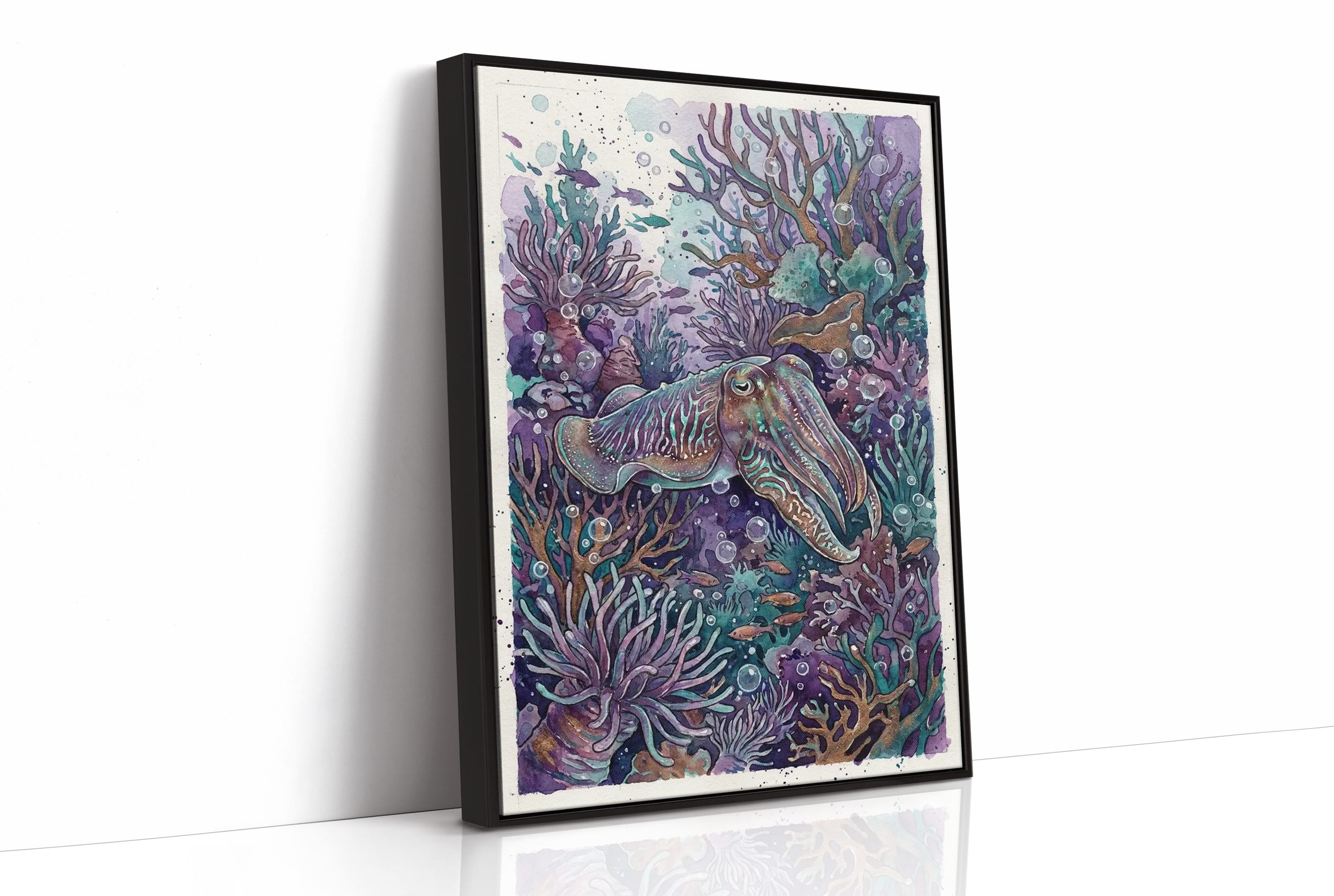 Iridescent Camouflage: Watercolor Cuttlefish Study