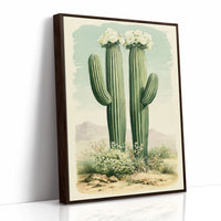 Twin Saguaros in Bloom