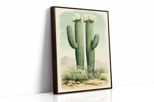 Twin Saguaros in Bloom