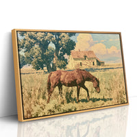 Grazing Horse at the Old Farmhouse