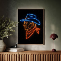 Neon Cowboy in the Starry Night