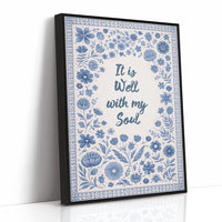 Indigo Blooms Frame Sacred Words