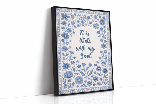 Indigo Blooms Frame Sacred Words