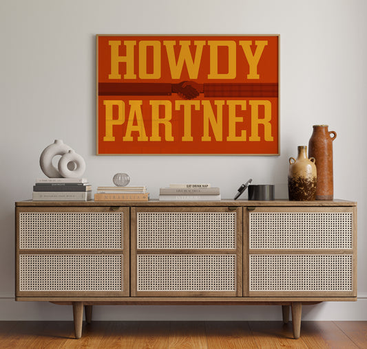 Howdy Partner Western Handshake Greeting