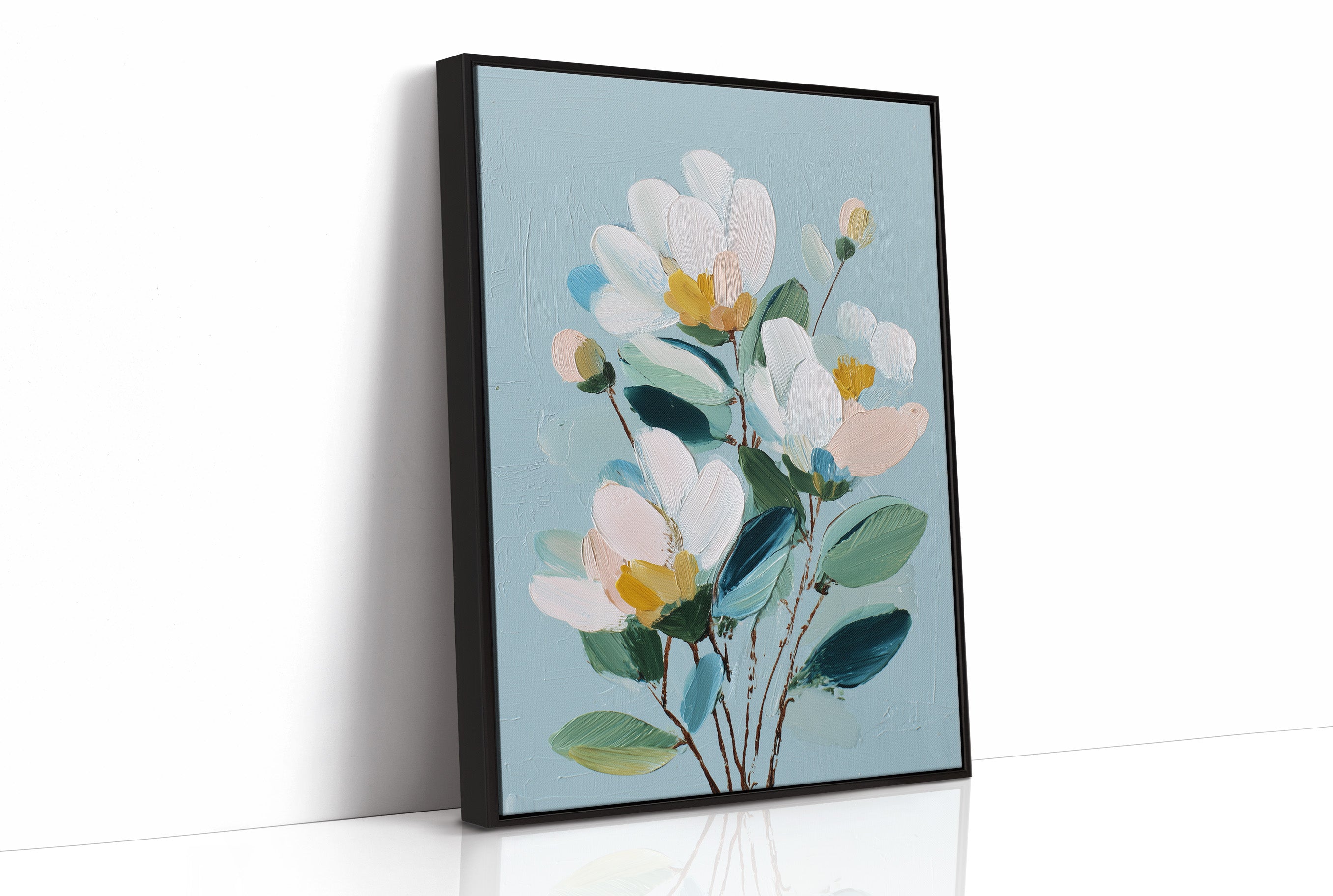 Textured Blossoms Against Azure Calm