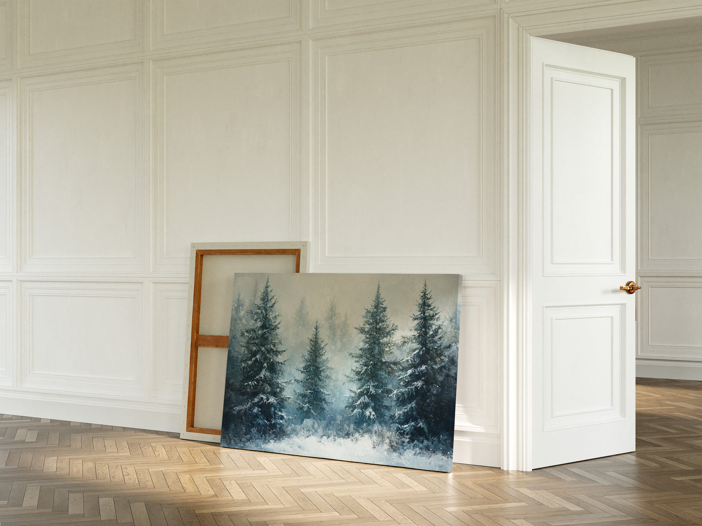 Silent Snow Settles Among Evergreens