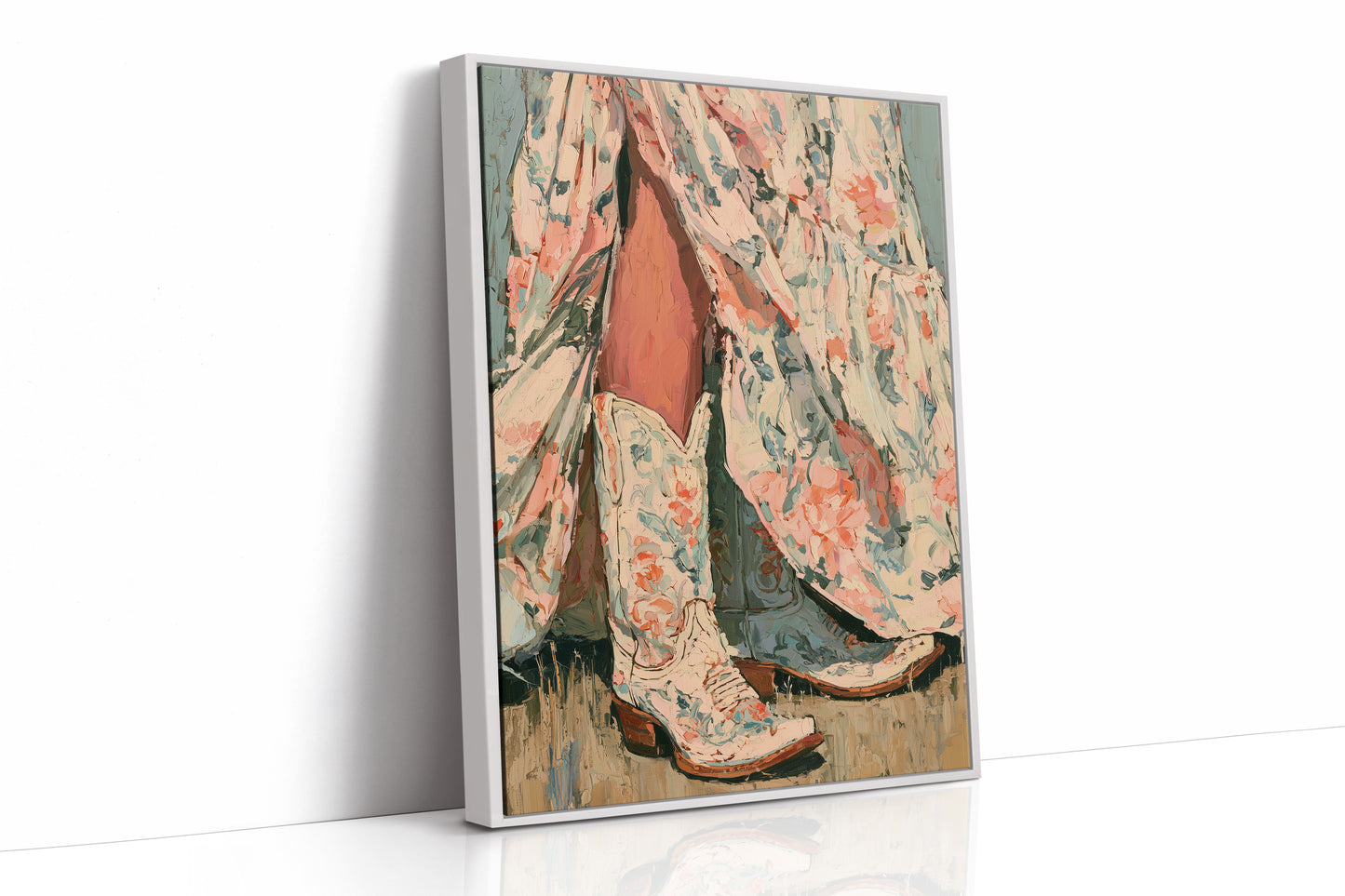 Coral Floral Cowboy Boots Study
