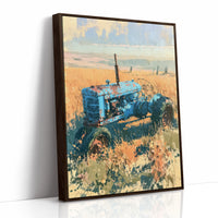Faded Blue: Tractor Lost in Golden Grass