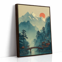 Sacred Bridge Beyond Misty Peaks