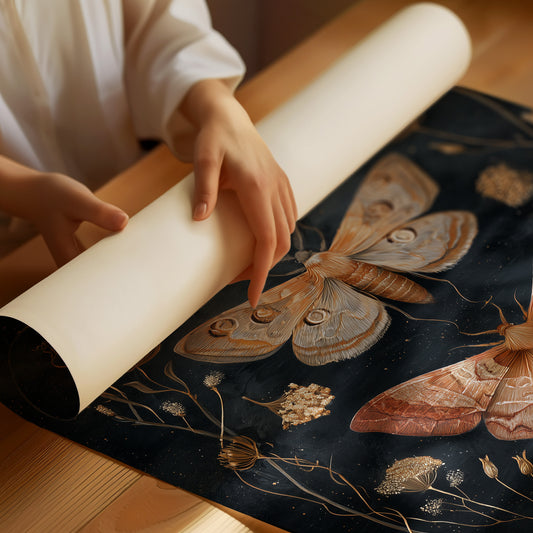 Midnight Moths Among Golden Stems