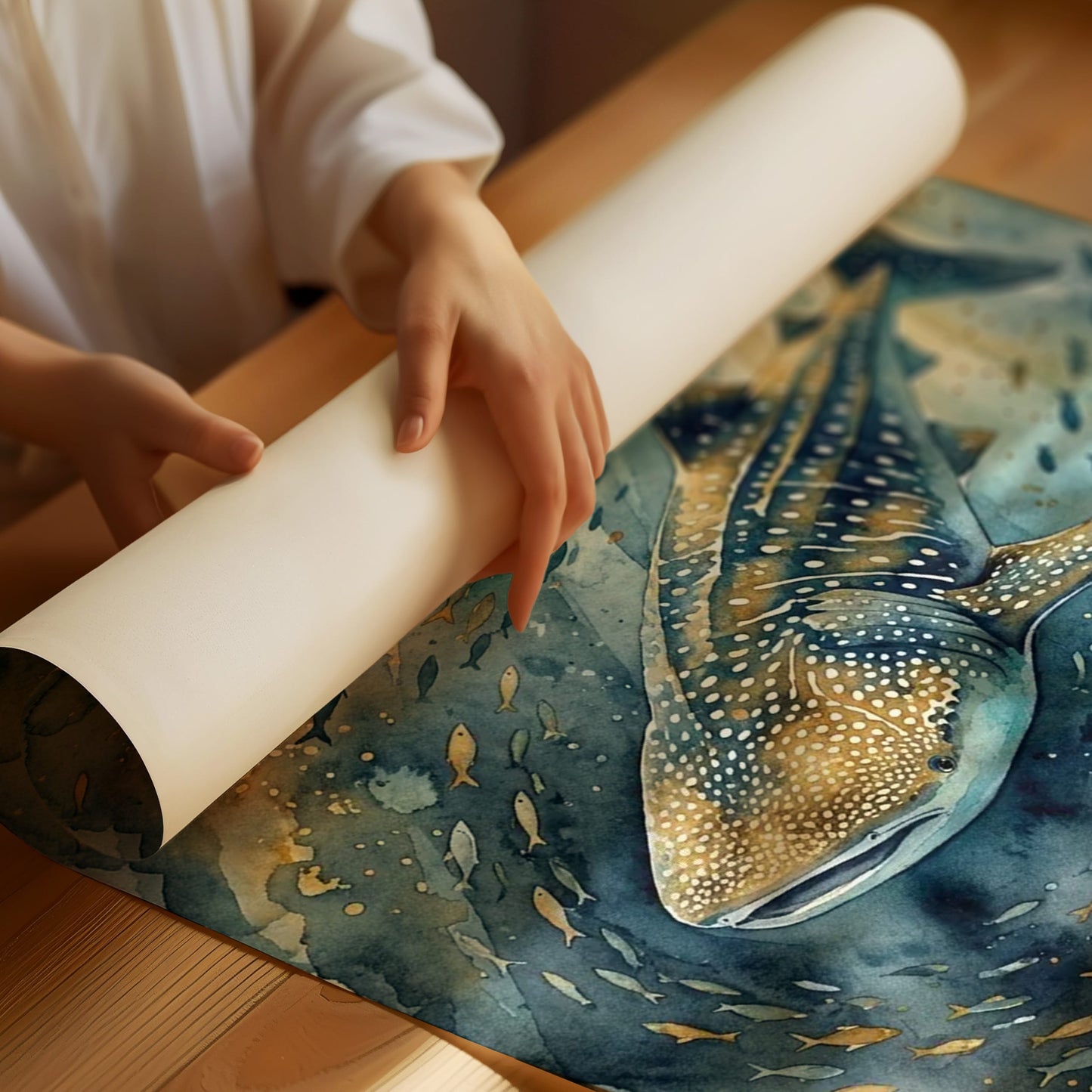 Gentle Giant: Watercolor Whale Shark Study