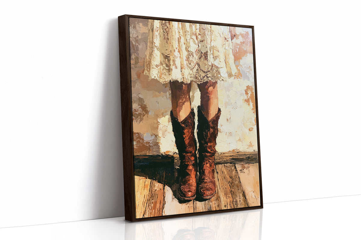 Sundress & Steel: Cowboy Boots Oil Painting