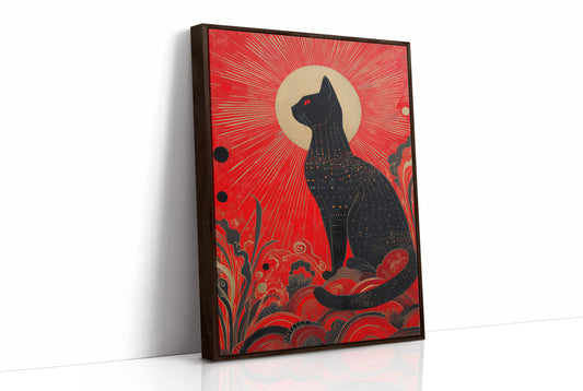 Celestial Cat Guards Crimson Dawn