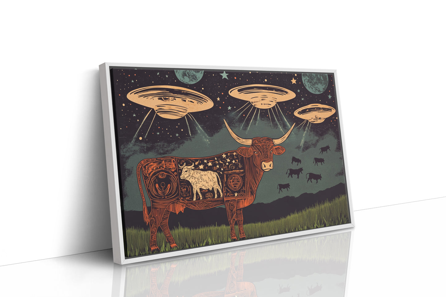 Alien Engraving on the Cosmic Cow