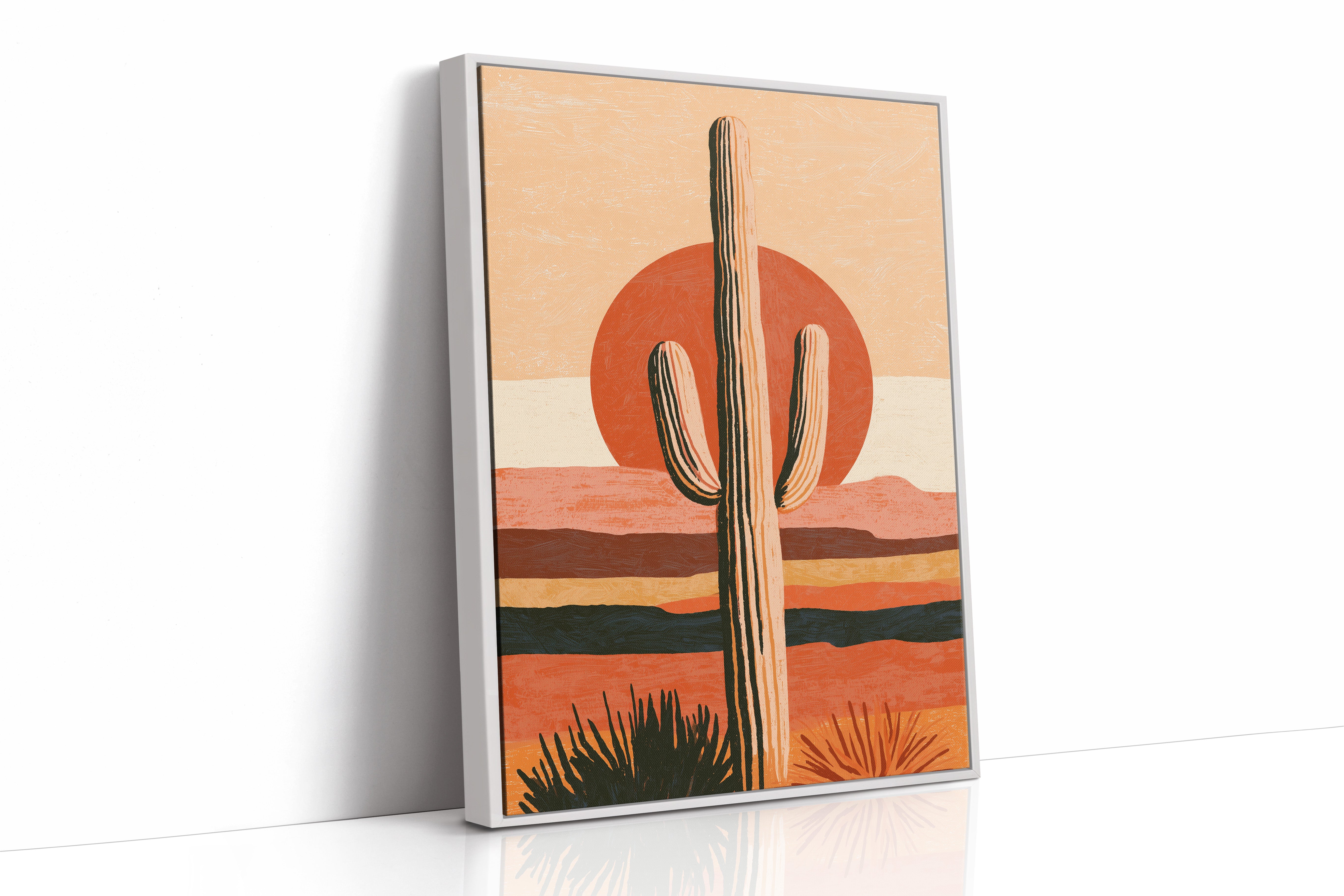 Illustrated Saguaro Layered Sunset