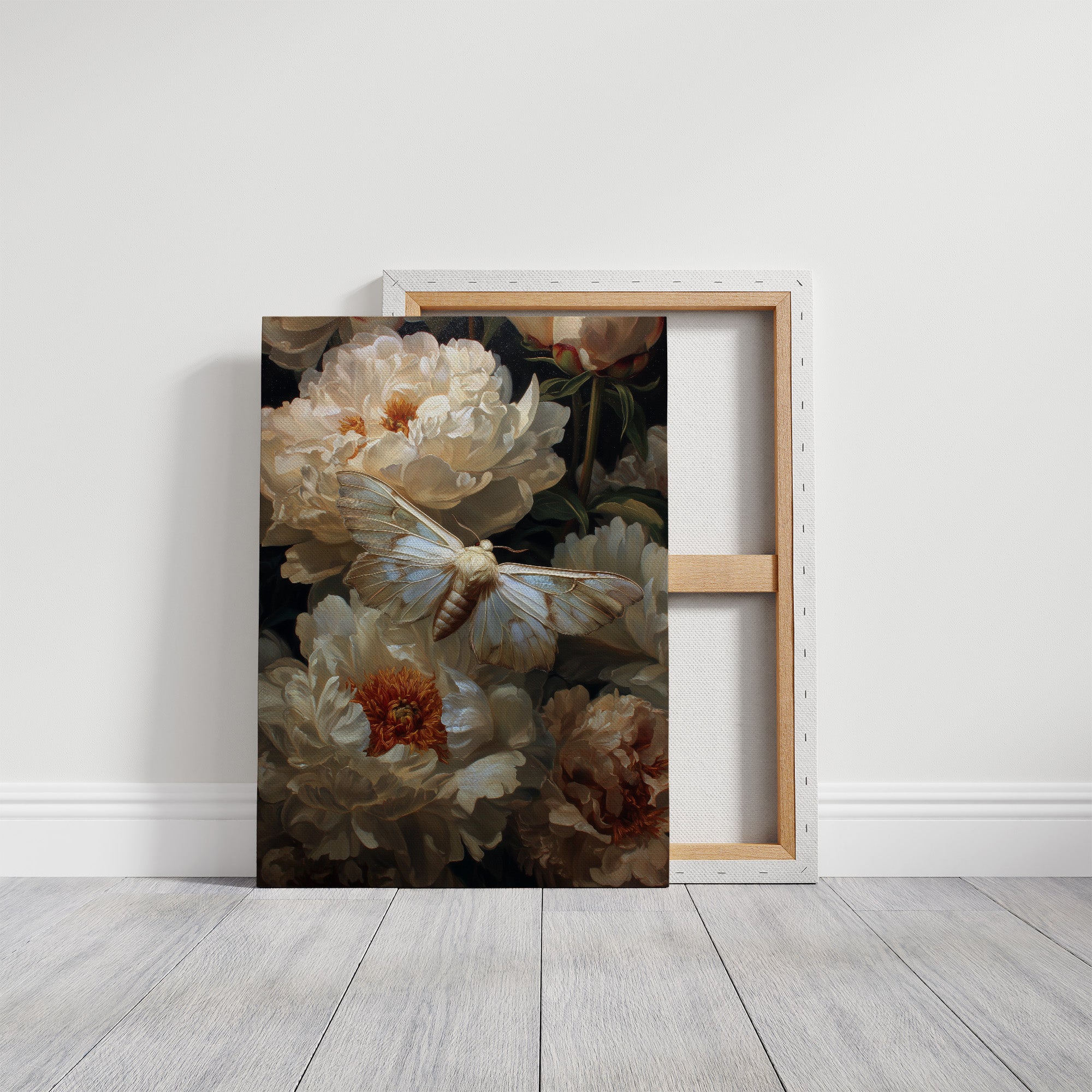 Moth Dances Among Ivory Blooms