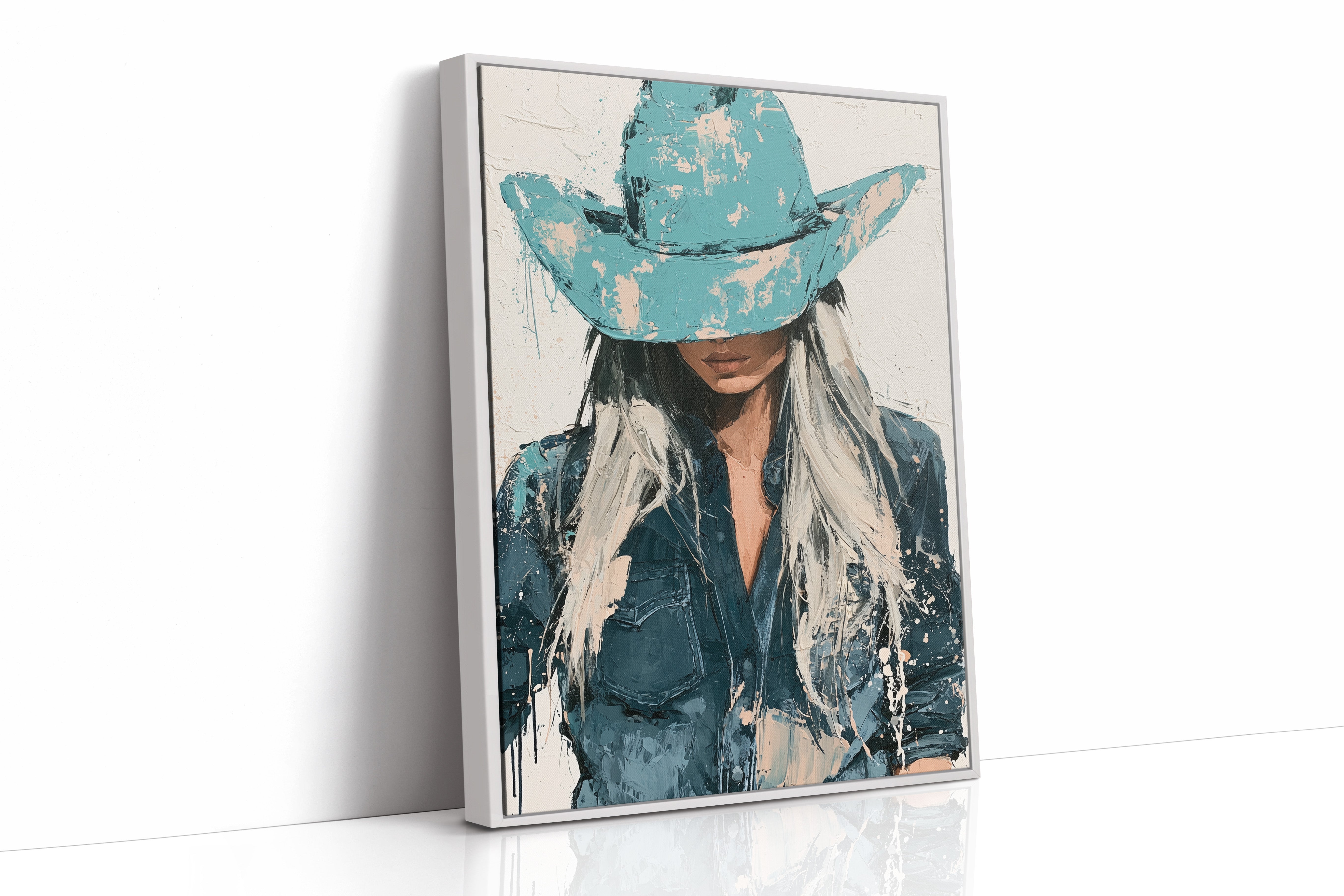 Turquoise Hat Cowgirl Portrait