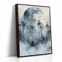 Ice Blue Moon Through Birch Fog