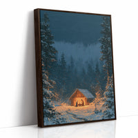 Manger in the Snowy Pines