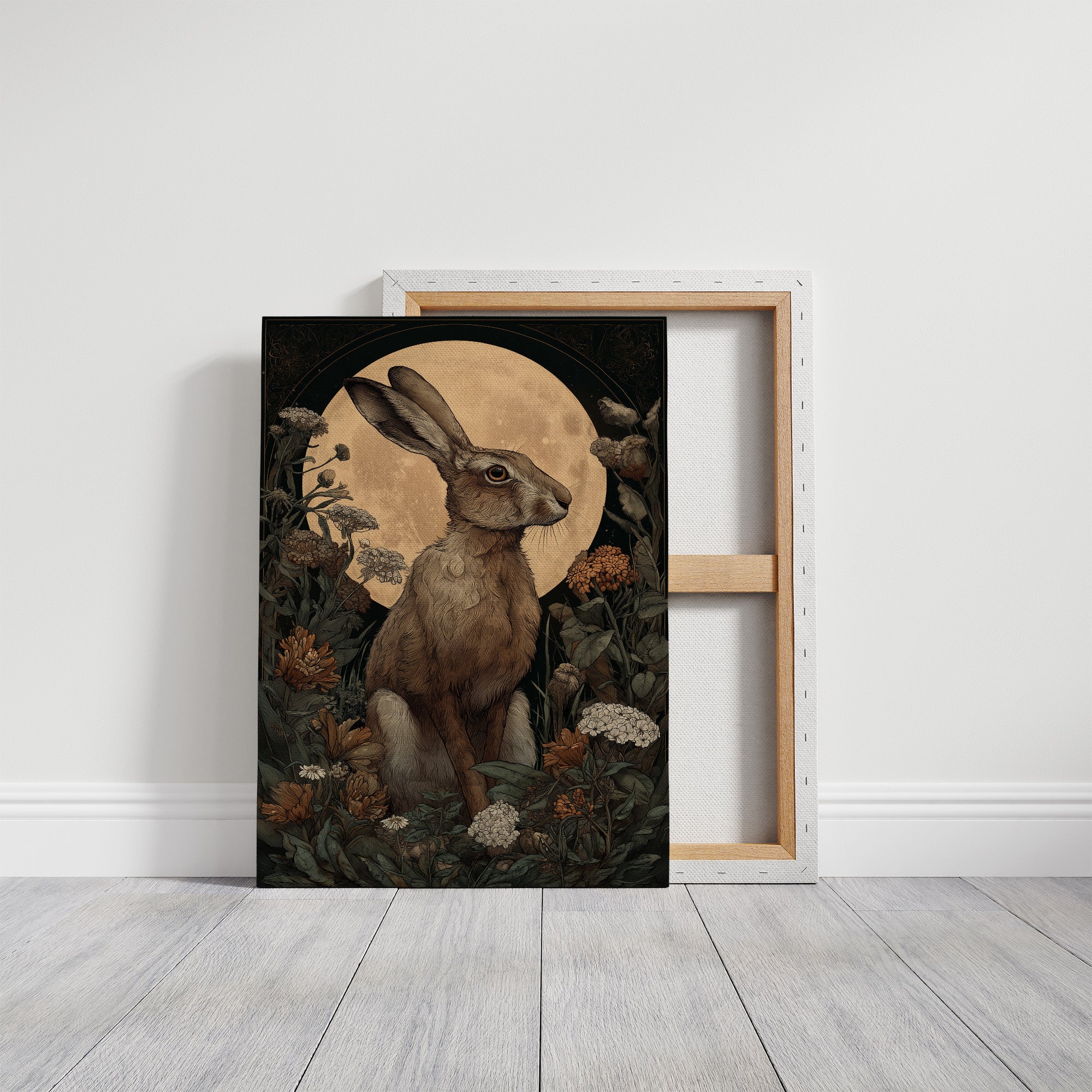 Moonlit Hare Among Wildflowers