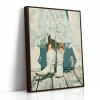 Lace Hem, White Boots, Wooden Porch