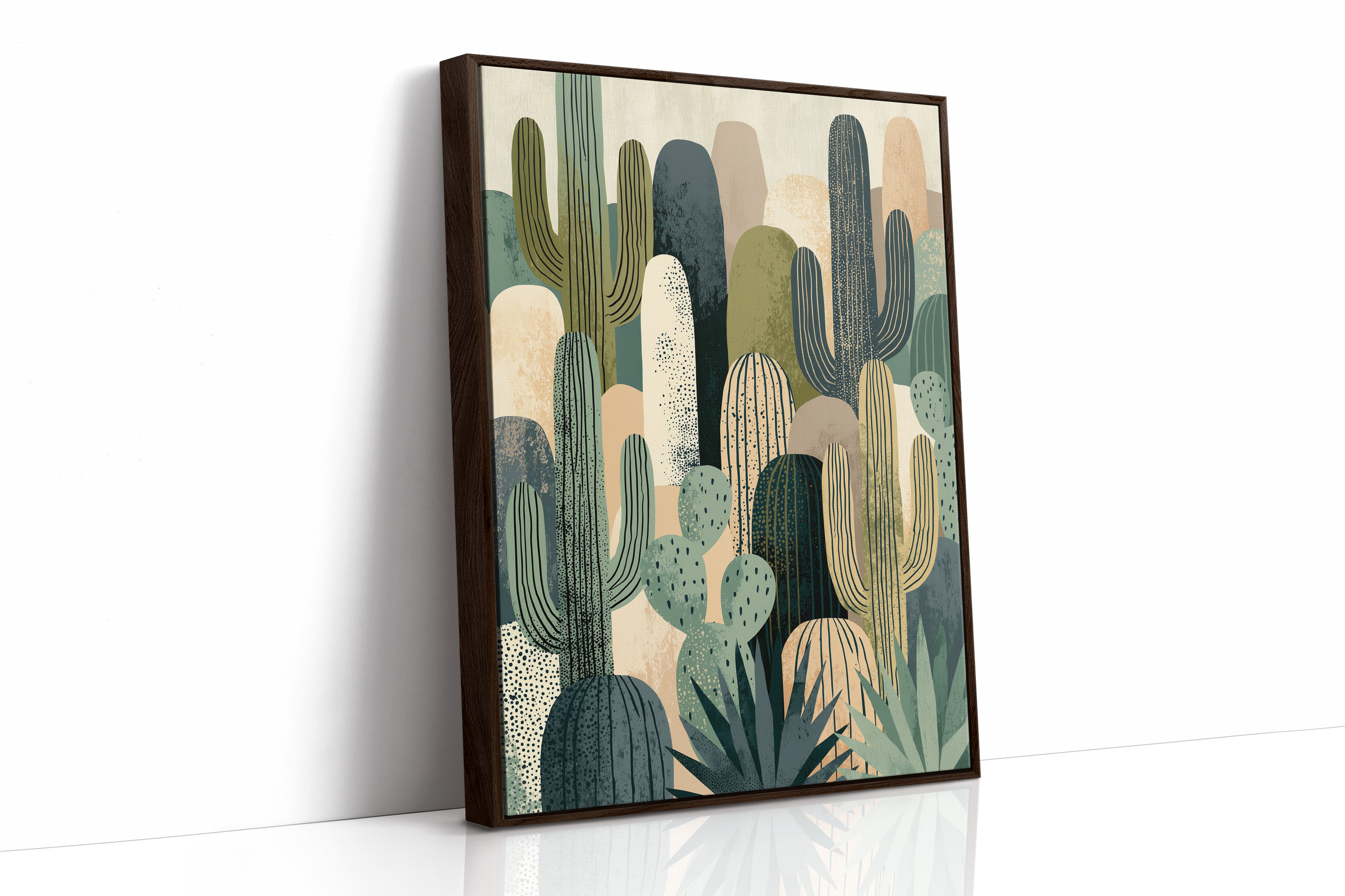 Desert Tapestry: Cactus Collage in Sand & Sage