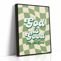 Retro Affirmations Wave Through Checkered Green