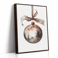 Rustic Forest Ornament Art Print - Woodland Holiday Decor - Brown Framed Canvas image 1