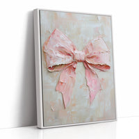 Soft Pink Bow – Romantic Textured Palette Knife Wall Art