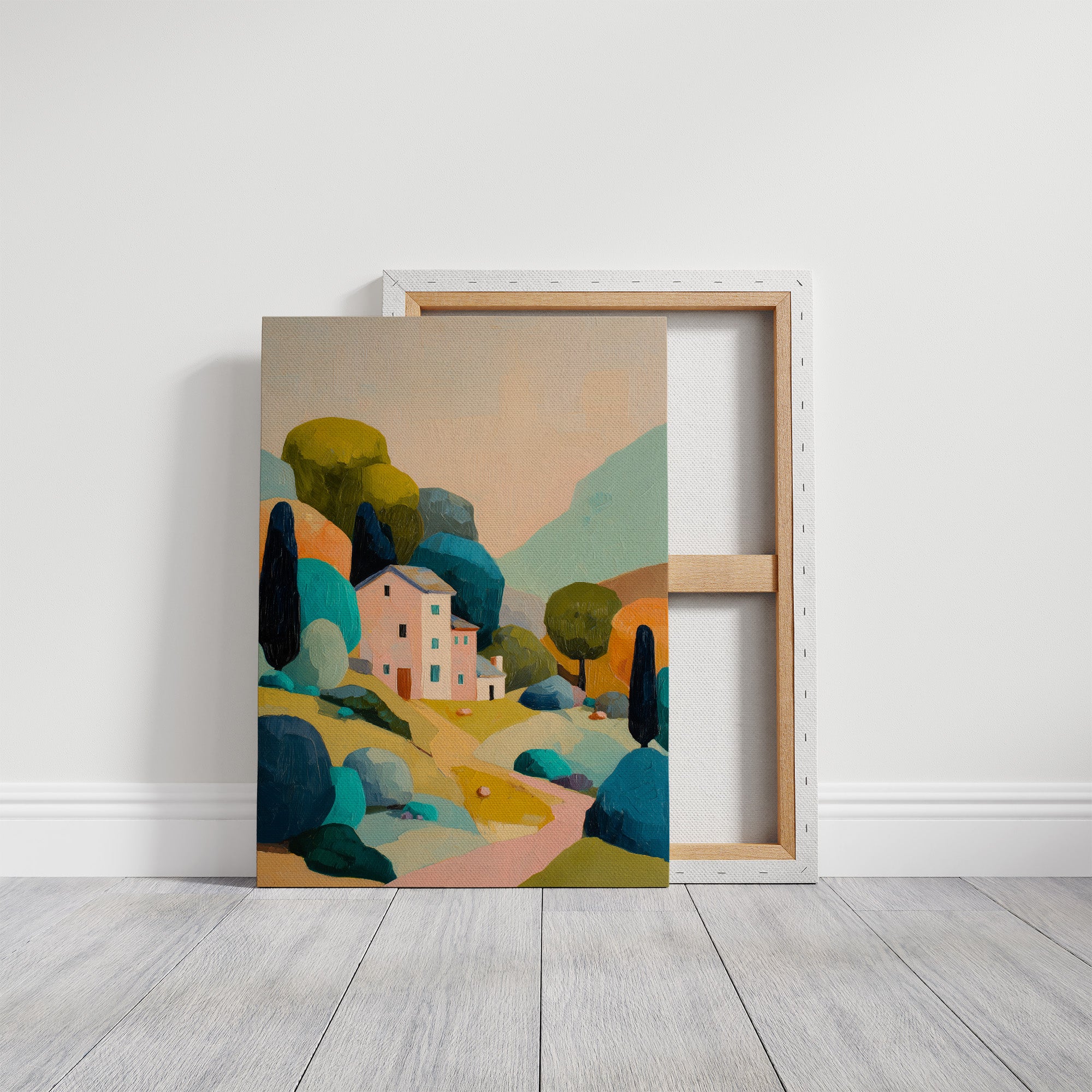 Pastel Haven Among Abstract Hills