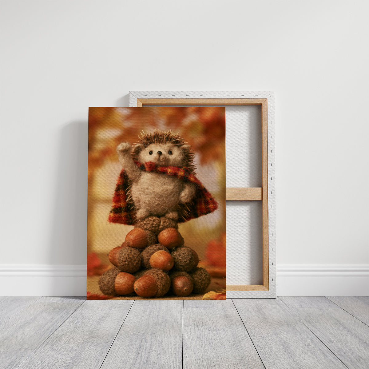 Felted Hedgehog Acorn Champion