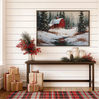 Red Barn Rests In Winter's Grace