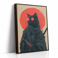 Samurai Cat Guards Red Moon Rising