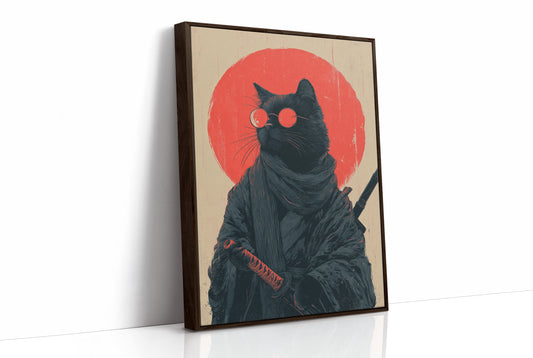 Samurai Cat Guards Red Moon Rising