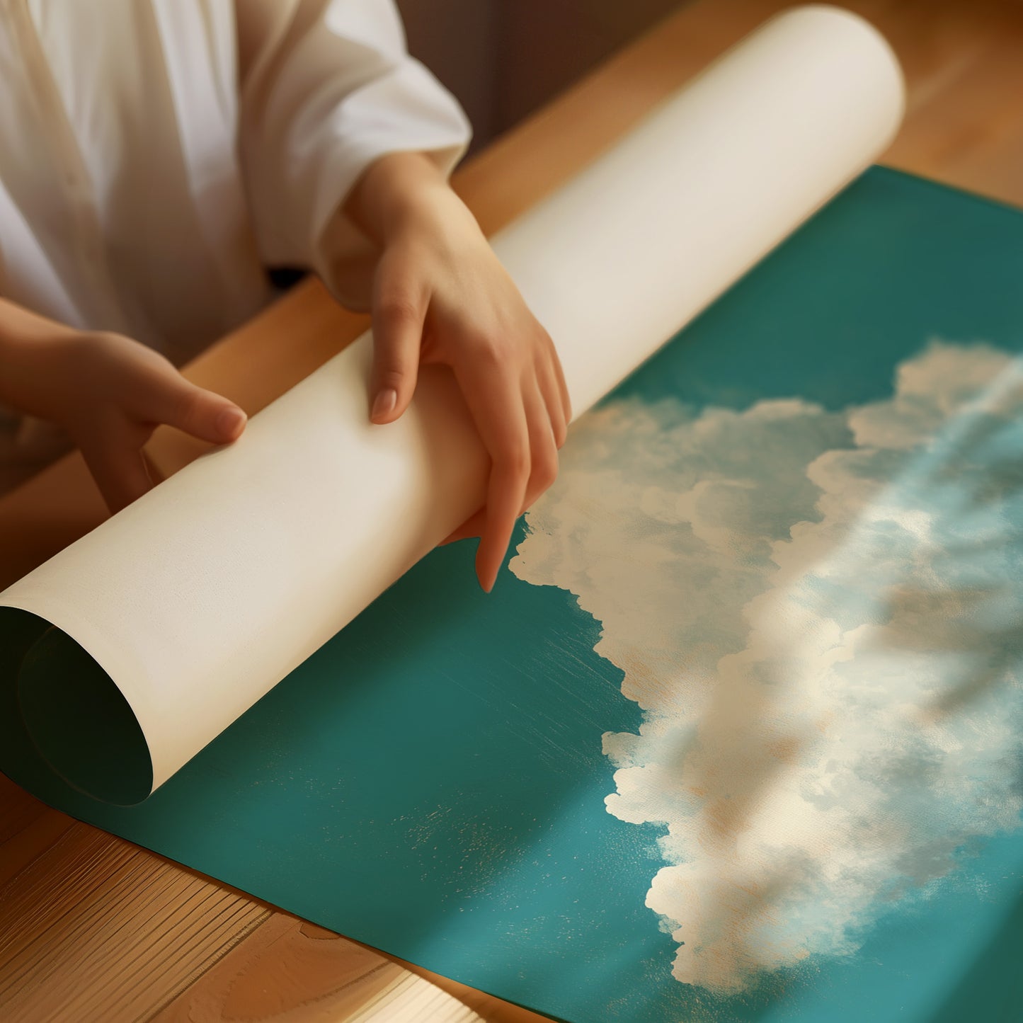 Solitary Cloud in Teal Sky