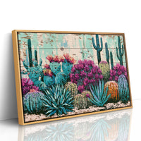 Turquoise Cactus and Fuchsia Blooms