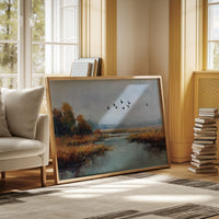 Autumn Geese Cross Silver Waters